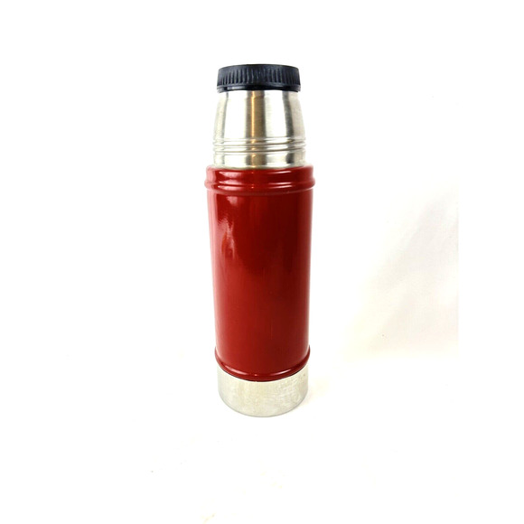 Stanley Travel Thermos Red Stainless Steel 16 Ounce Vacuum Bottle No Cup - Picture 5 of 12